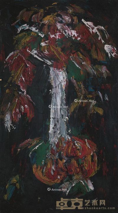 瓶花 布面油画 77.5×43cm