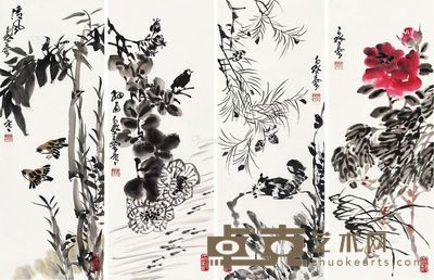 杨象宪 花鸟 61×34cm×4