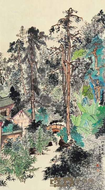 吴一峰 草堂春色 86×48cm