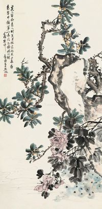 吴徵 芙蓉寿石