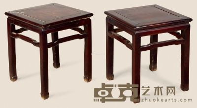 清     红木方凳 （二件） 41×52cm