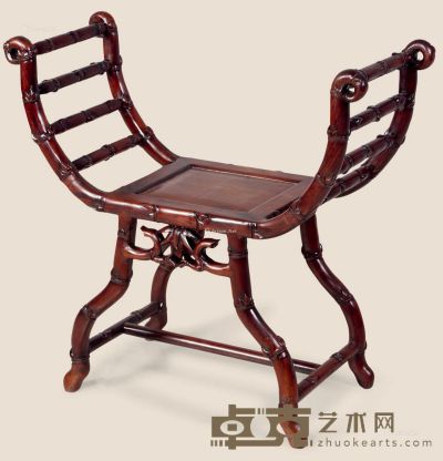 清     红木雕竹节琴椅 79×33×73cm