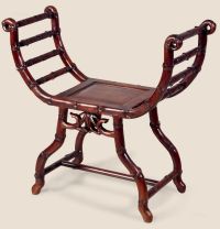 清     红木雕竹节琴椅