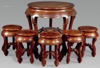 近代 红木雕夔龙圆桌 （六件）