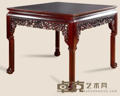 近代 红木雕梅花方桌 98×98×86cm