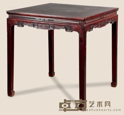 清 红木雕宝珠纹方桌 79×81cm