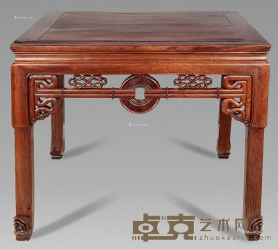 清 红木拉线大方桌 96×97×83cm