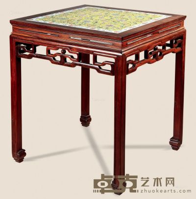 近代 红木嵌瓷板四仙桌 67×67×80cm