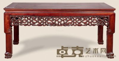 清 红木雕绳纹画桌 168×78×81cm