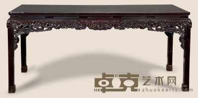 清 紫檀雕灵芝纹画桌 179×70×85cm