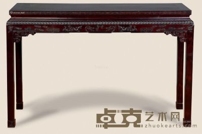 近代 紫檀雕夔龙条桌 119×38×82cm