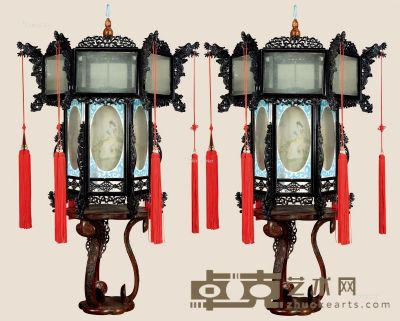 民国 雕龙纹宫灯 （二件） 95×95×89cm
