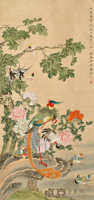 金城 花鸟 133×62cm