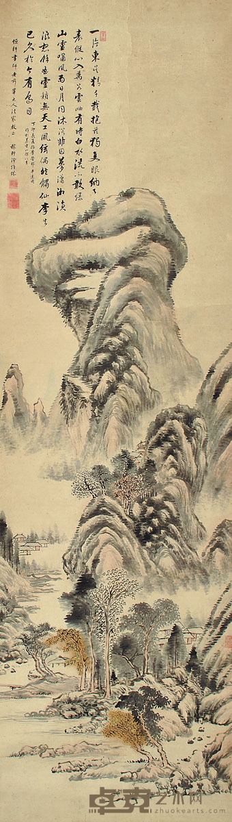 钱维城 山水 148×42cm