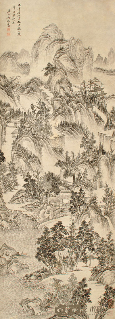 吴历 山水 148×52cm