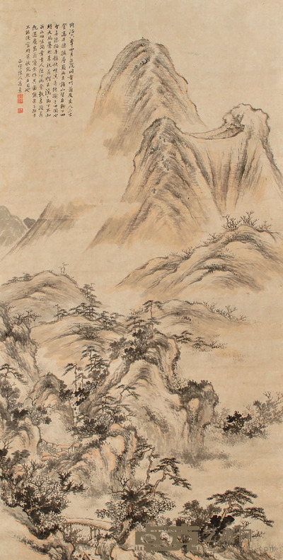 高素 山水 132×66cm