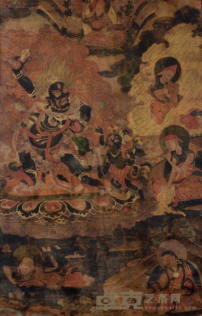 十八世纪 莲师八变之愤怒金刚唐卡 长35cm;宽55cm