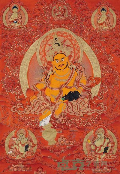 黄财神唐卡 长55cm;宽88cm