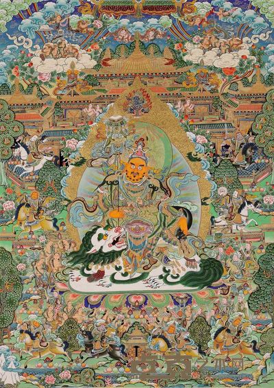 财宝天王唐卡 长82.5cm;宽118cm