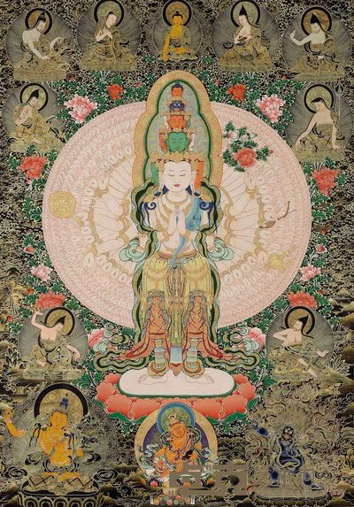 千手观音唐卡 长83cm;宽118cm