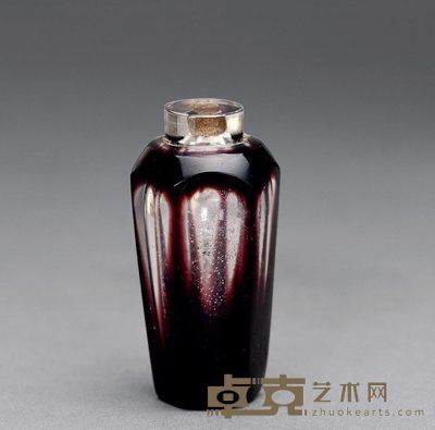 清 褐色磨棱鼻烟壶 高6.5cm