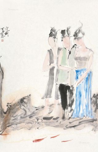李刚 观鱼图