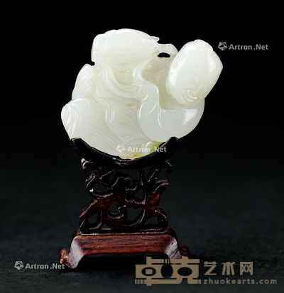 明 白玉雕童子骑马 5cm