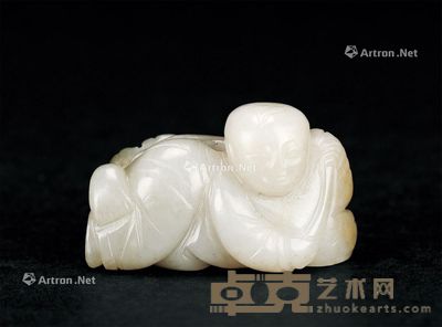 宋 白玉雕童子睡莲 4.5cm