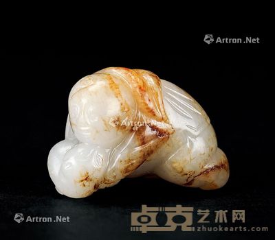 明 白玉带皮童子貂 4cm