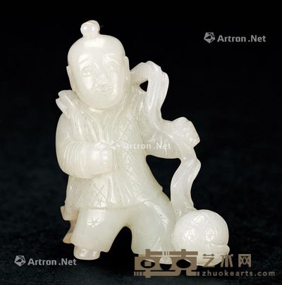宋 白玉童子玩绣球 6.5cm