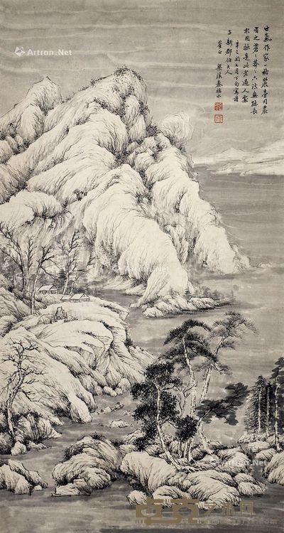 山水 轴心 设色纸本 95×51cm