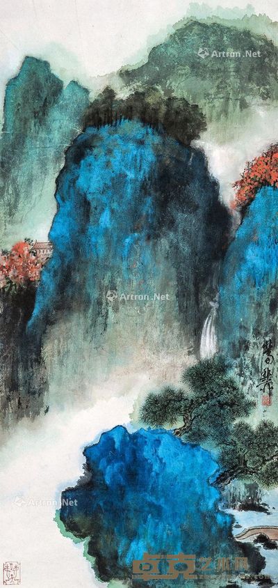 泼彩山水 画心 设色纸本 95×45.5cm