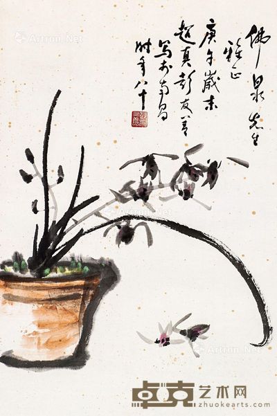 兰花图 轴心 设色纸本 67×45cm