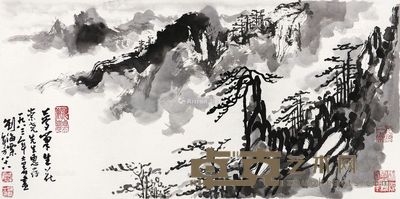高山青松图 画心 水墨纸本 52×26cm