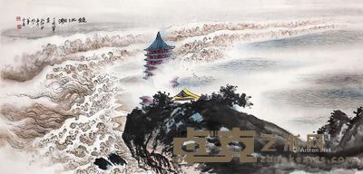 钱江潮 画心 设色纸本 50.5×105cm