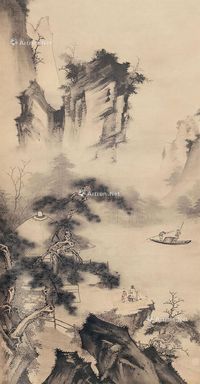 山水 轴心 设色绢本