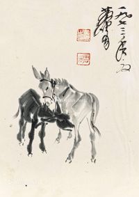 驴子 镜心 水墨纸本