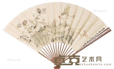 花卉 扇面 设色纸本 48×18.5cm