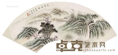 山水 镜心 设色绢本 18.5×35.8cm