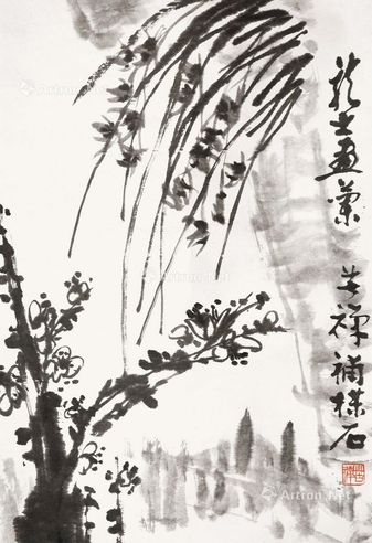 萧龙士 三友图