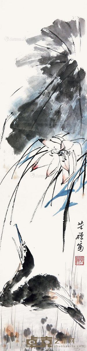 李苦禅 花鸟 134×33cm