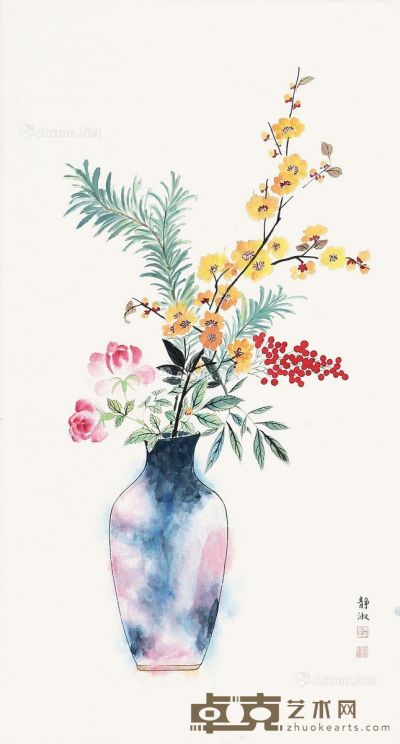 潘静淑 瓶花 65×35cm