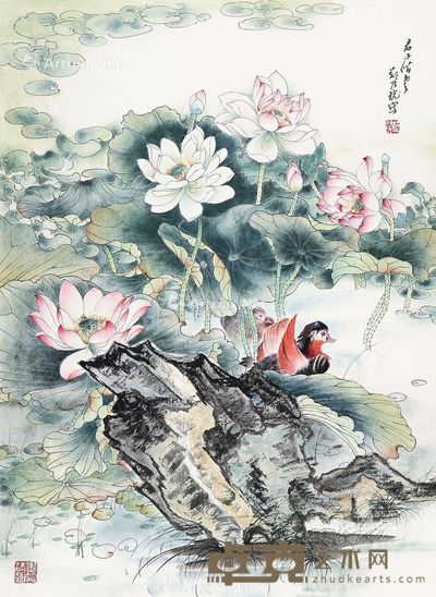 郑乃珖 荷花鸳鸯 92×67cm