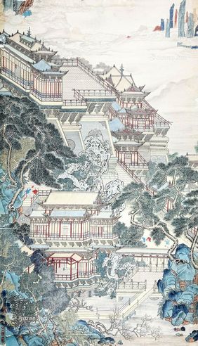 黄秋园 楼台嬉戏图