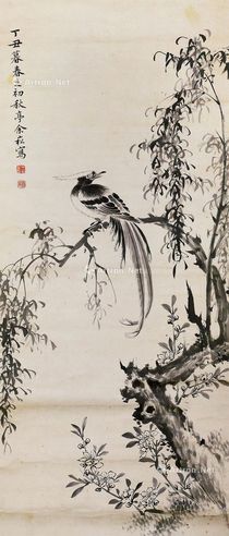 余崧 风柳独栖图