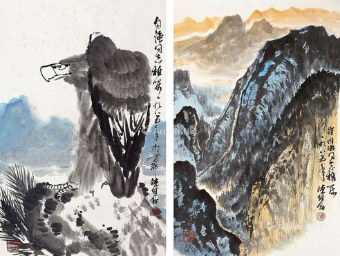 陈维信 山水 老鹰
