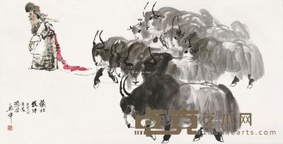 刘济荣 藏北牧牛 70×138cm
