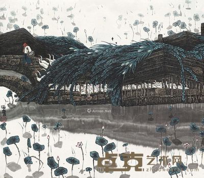 何海鹰 荷塘 56.5×64.5cm