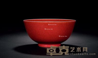 清乾隆 胭脂红釉碗 直径15cm