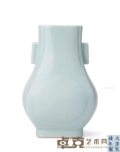 清光绪 仿汝贯耳瓶 高31cm